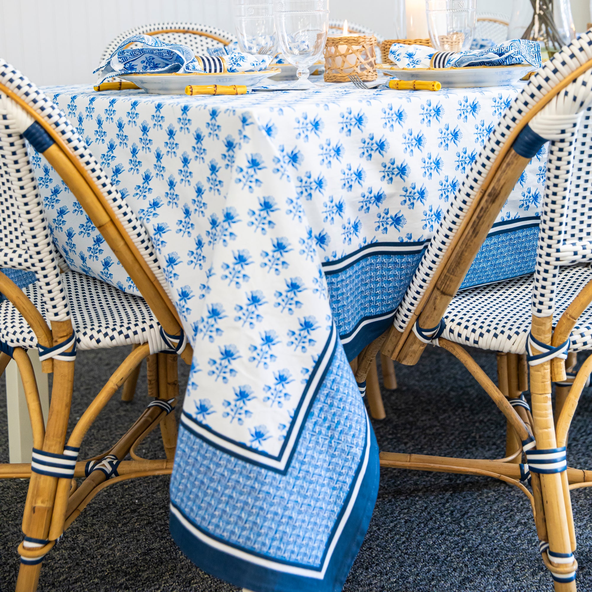 Tulip Block Print Rectangle Tablecloth