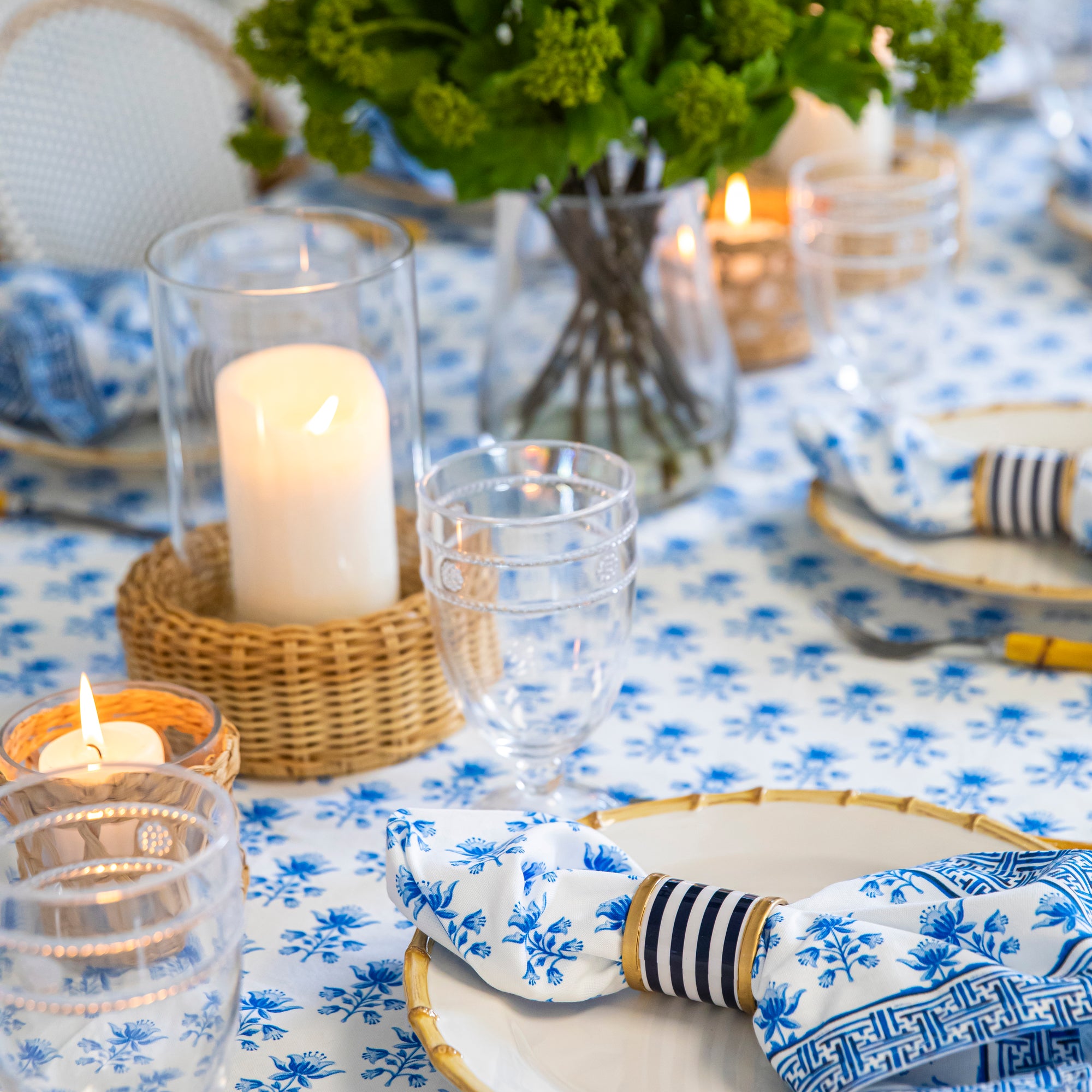 Tulip Block Print Rectangle Tablecloth