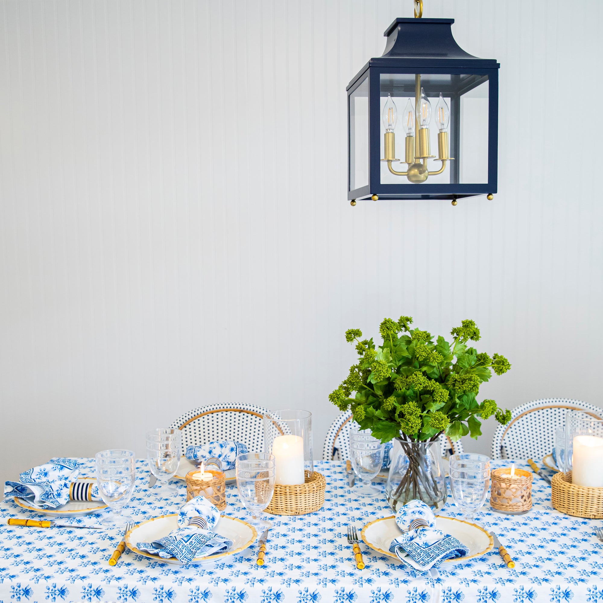 Tulip Block Print Dinner Napkins | Set of 4