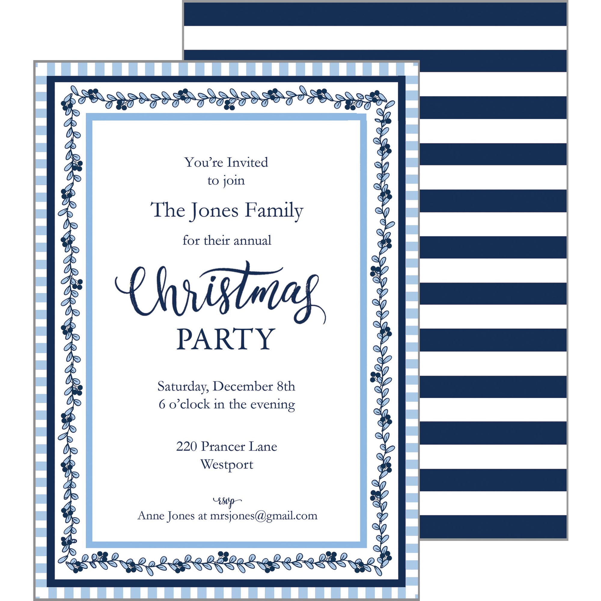 Blue Christmas Block Print Gift Wrap Sheets - WH Hostess Social Stationery