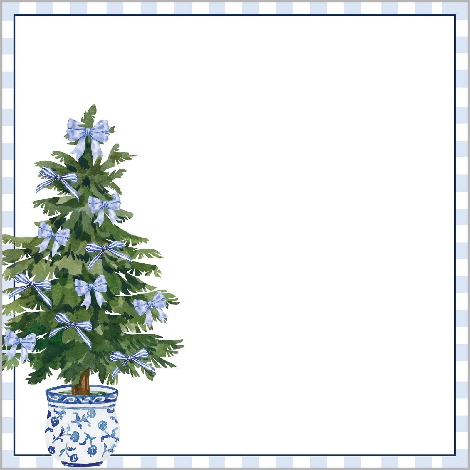 In Stock 8.5x8.5 SLAB Stock Notepad | Blue Bows Christmas Tree