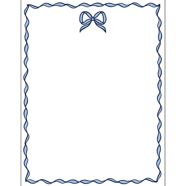 Stock Shoppe: 4x5 Bow Scallop Notepad | Blue - WH Hostess Social Stationery