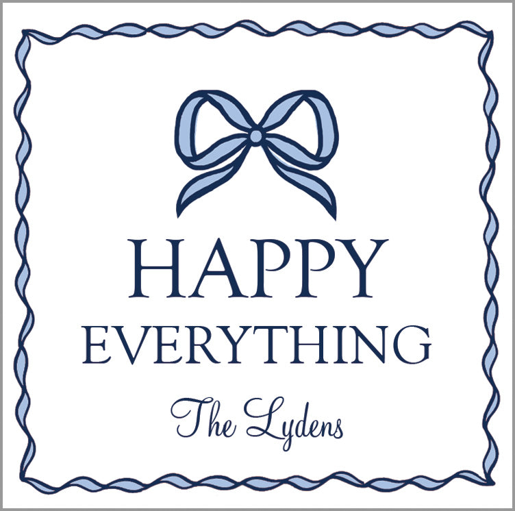 Bow Scallop Personalized Gift Sticker | Blue | Set of 24