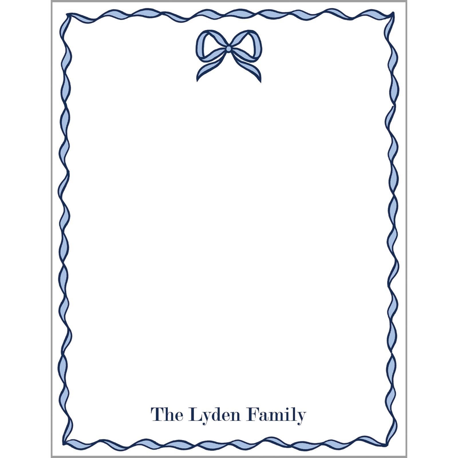 Bow Scallop Personalized Notepad | Blue