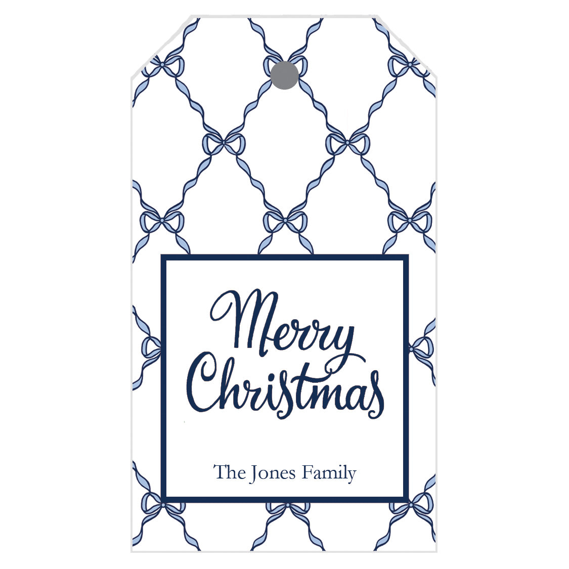 Bow Scalloped Lattice Personalized Gift Tags | Blue