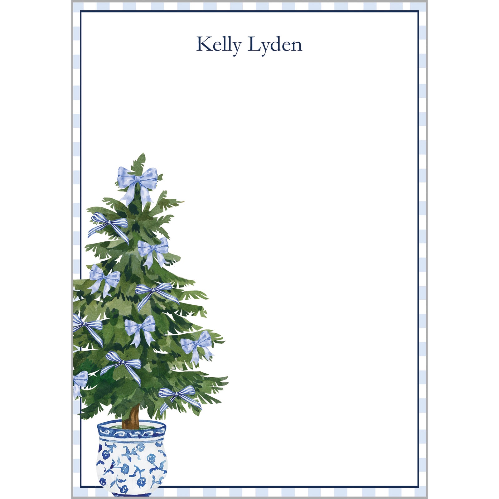 Blue Bows Christmas Tree Personalized Notepad