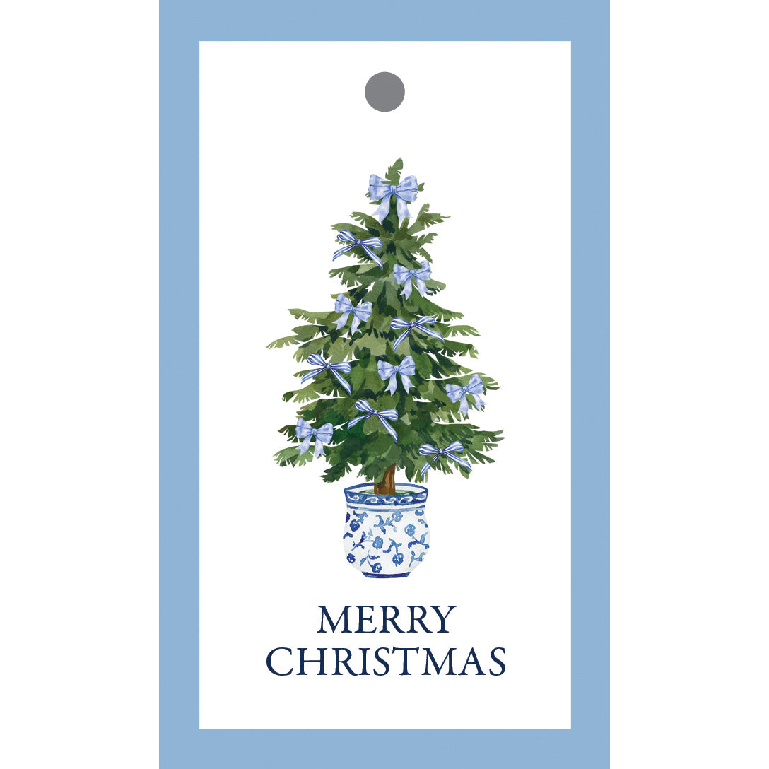 In Stock Gift Tags | Blue Bows Christmas Tree