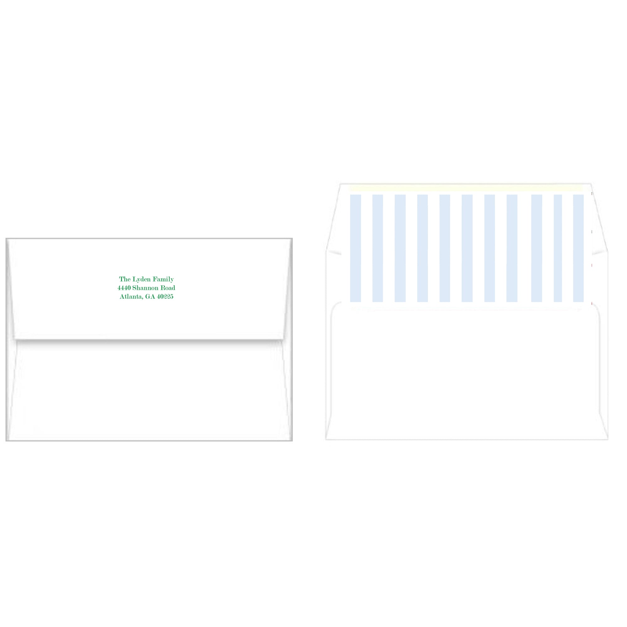 Blue Cabana Stripes + Scallop Christmas Photo Card