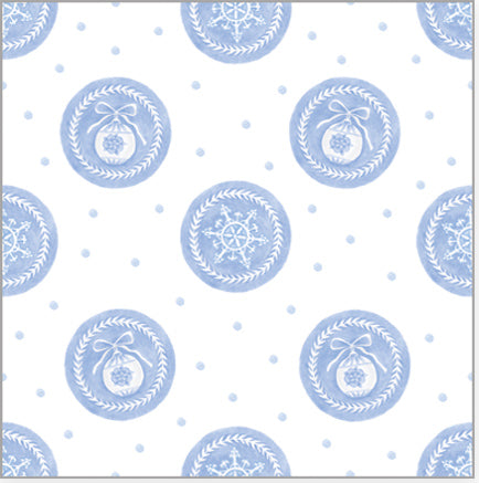 In Stock Continuous Roll Gift Wrap | Blue Christmas Ornaments