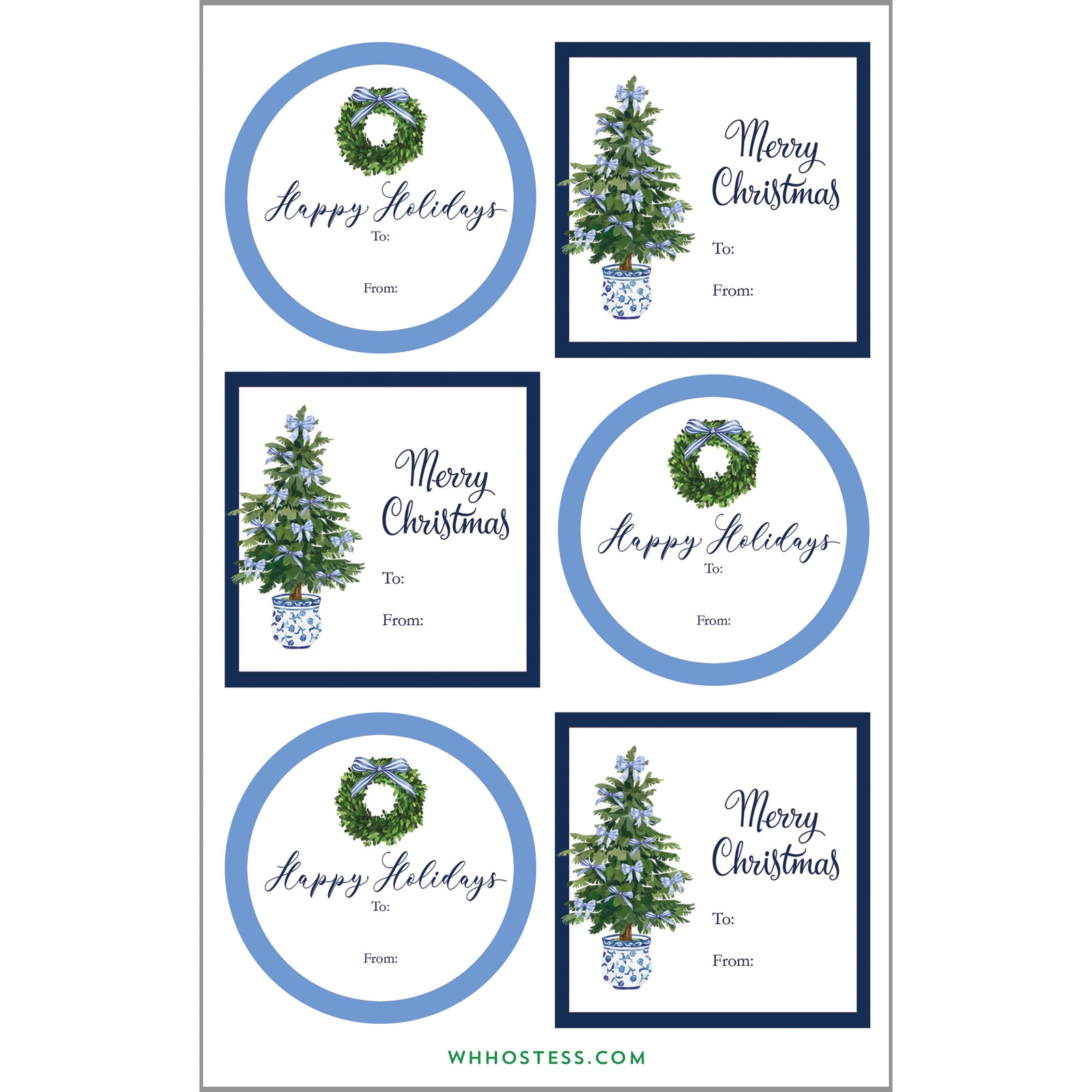 In Stock Gift Sticker Sheets | Blue Christmas