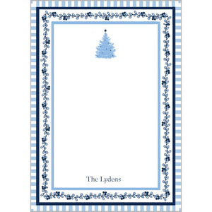 Blue Christmas Block Print Personalized Notepad