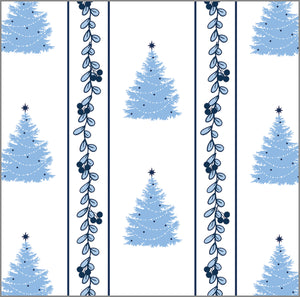Blue Christmas Block Print Gift Wrap Sheets