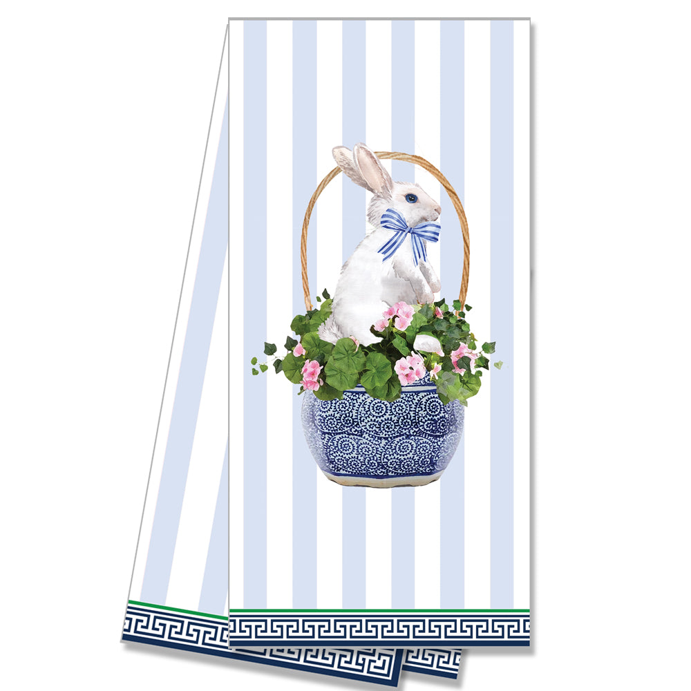 WH Hostess Cotton Tea Towel | Easter Bunny Basket