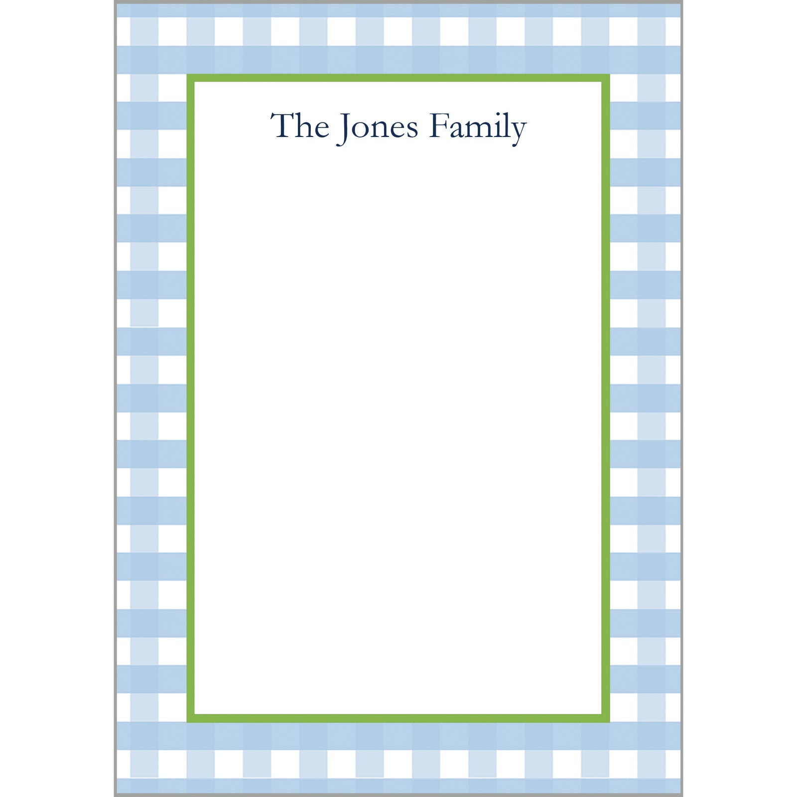 Lt. Blue Gingham Check Personalized Notepad