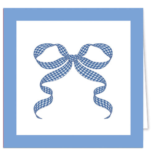 In Stock Gift Enclosure Cards + Envelopes | Blue Gingham Check Bow