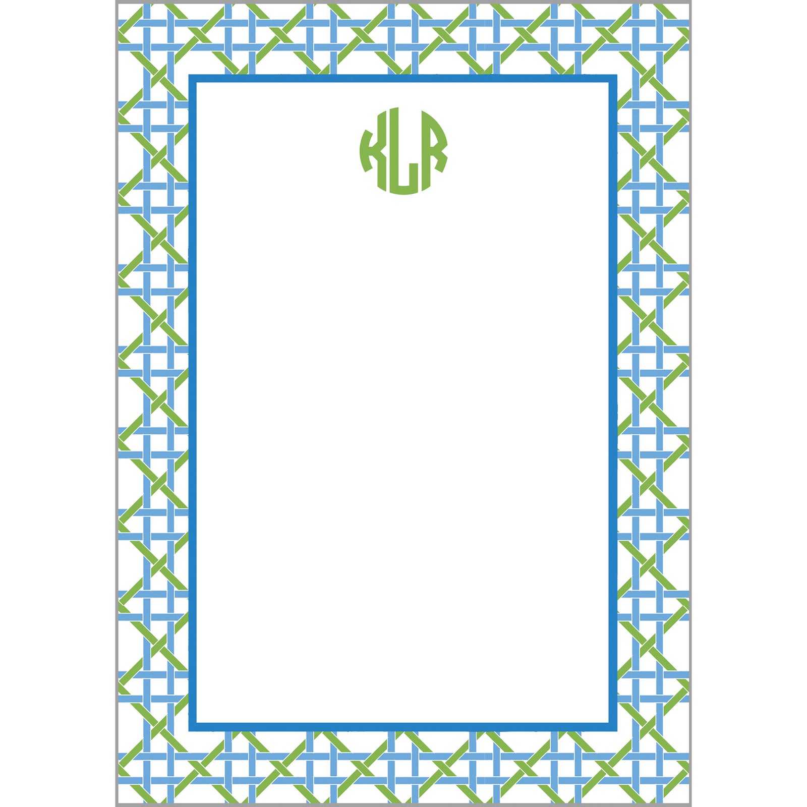 Blue + Green Basketweave Personalized Notepad