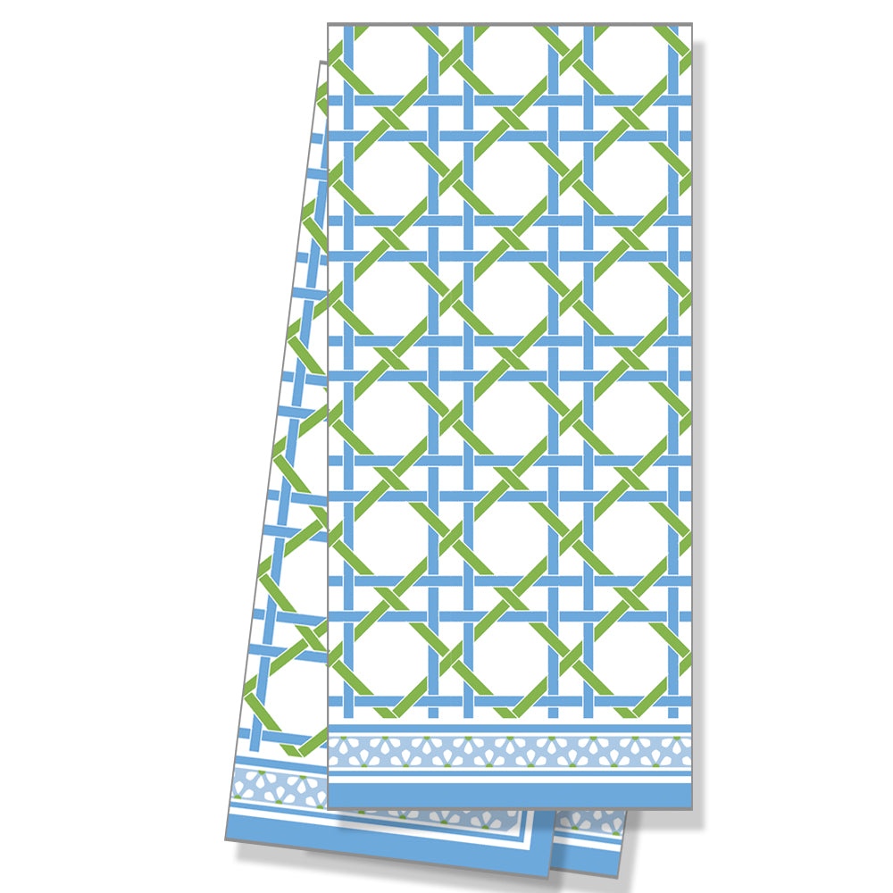 In Stock WH Hostess Cotton Tea Towel | Blue + Green Basketweave