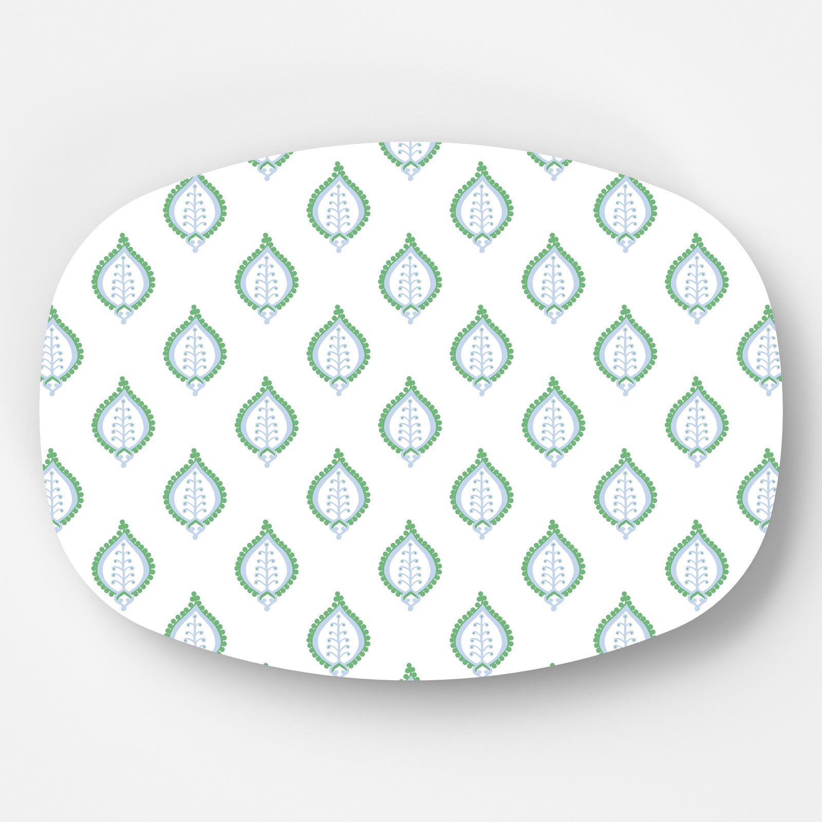 In Stock WH Serving Platter | Blue + Green Paisley