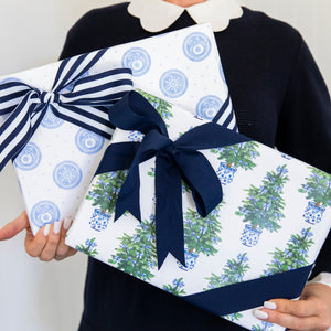 Continuous Roll Gift Wrap | Blue Ornaments