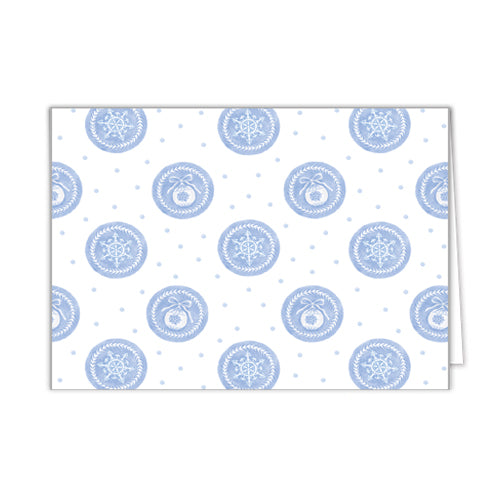 In Stock Folded Notecard Set of 10 | Blue Christmas Ornaments
