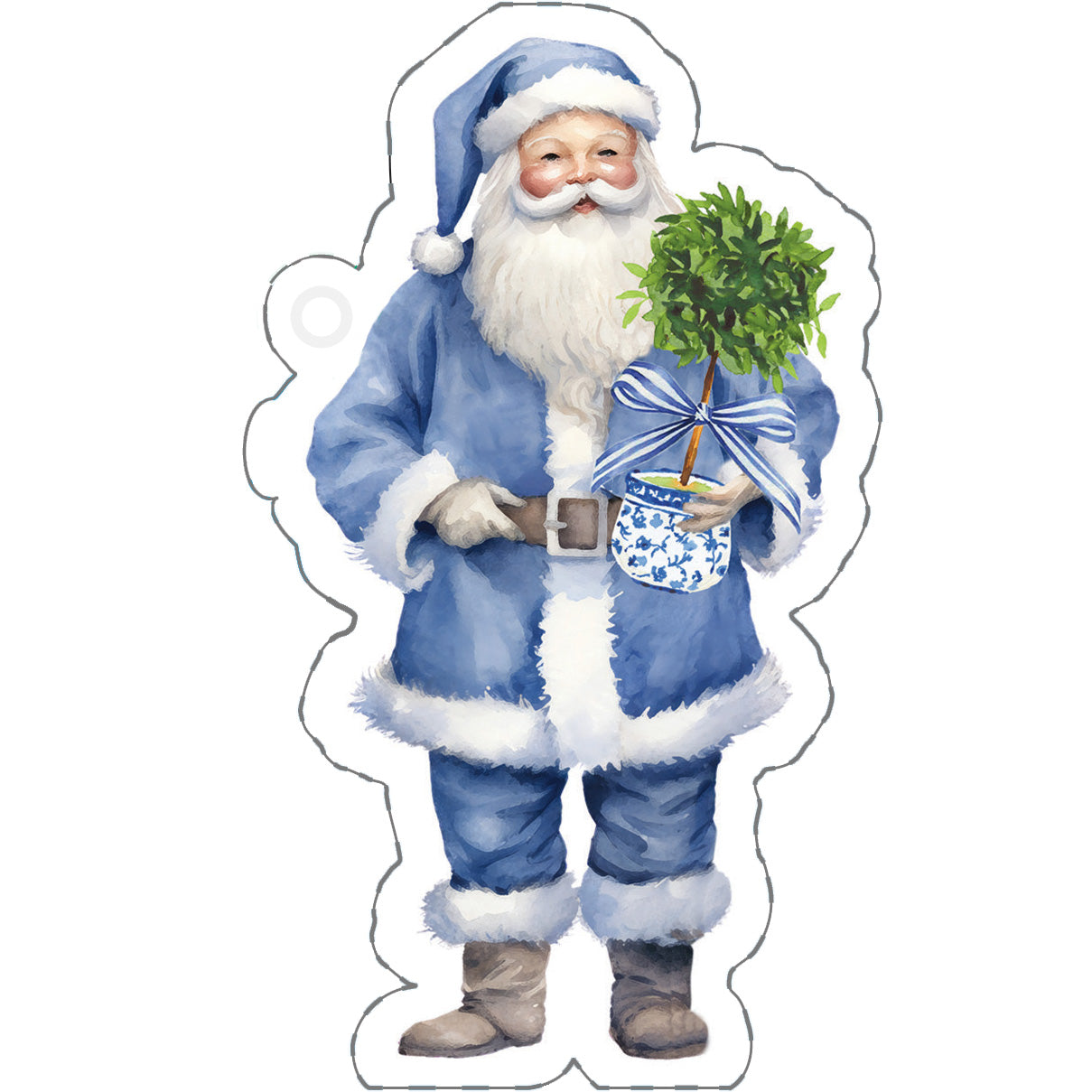 In Stock Blue Santa Claus Die Cut Gift Tags