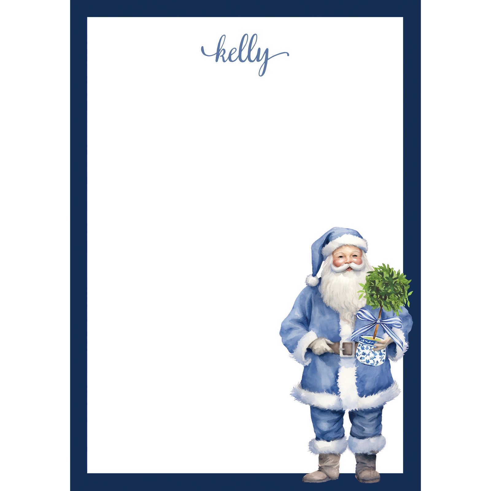 Blue Santa Claus Christmas Personalized Notepad