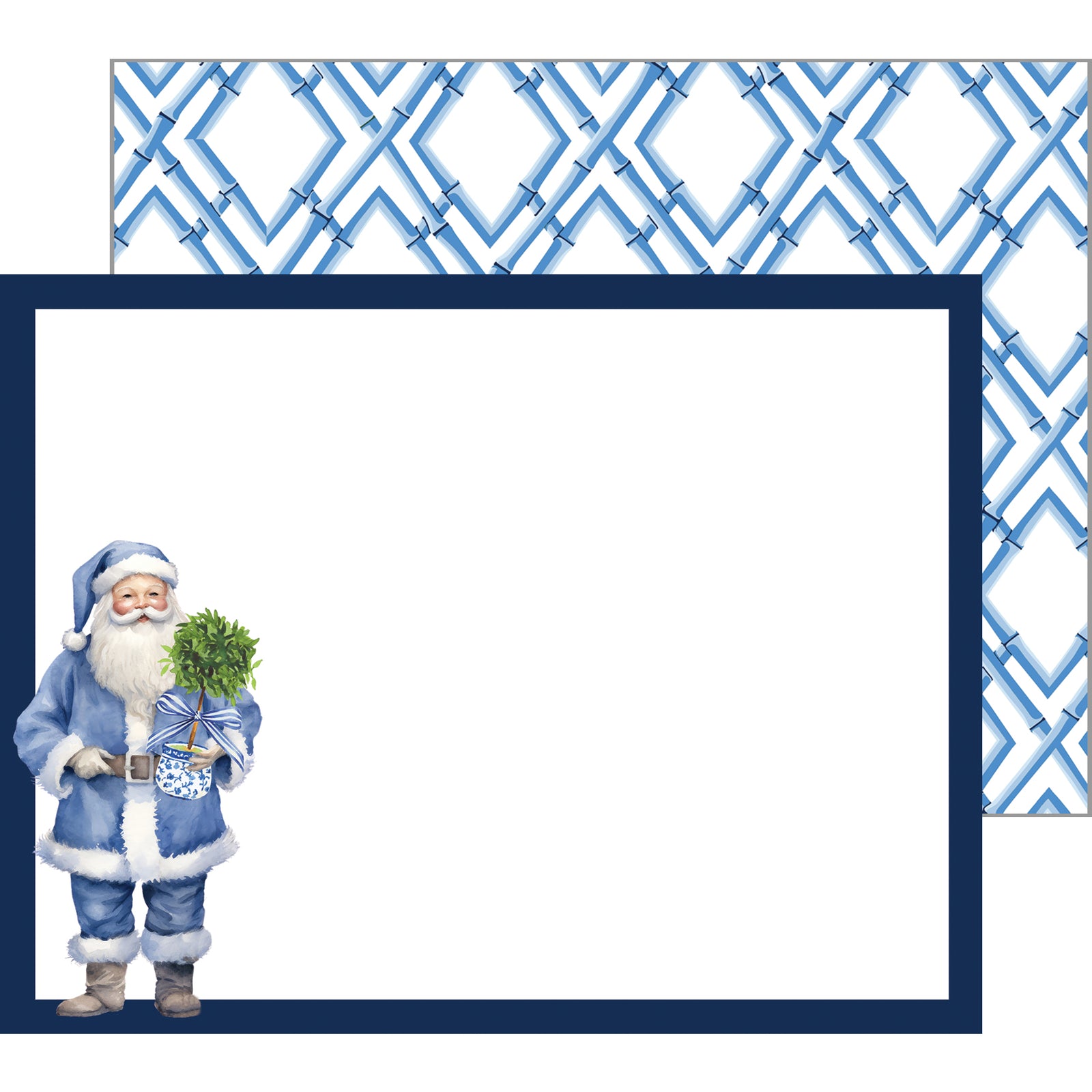 In Stock Flat Notecard Set of 10 | Blue Santa
