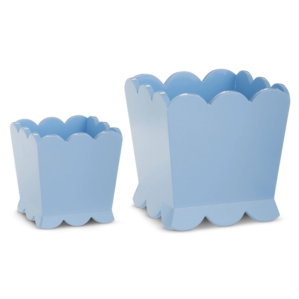 Blue Scalloped Cache Pots | Two Sizes Available