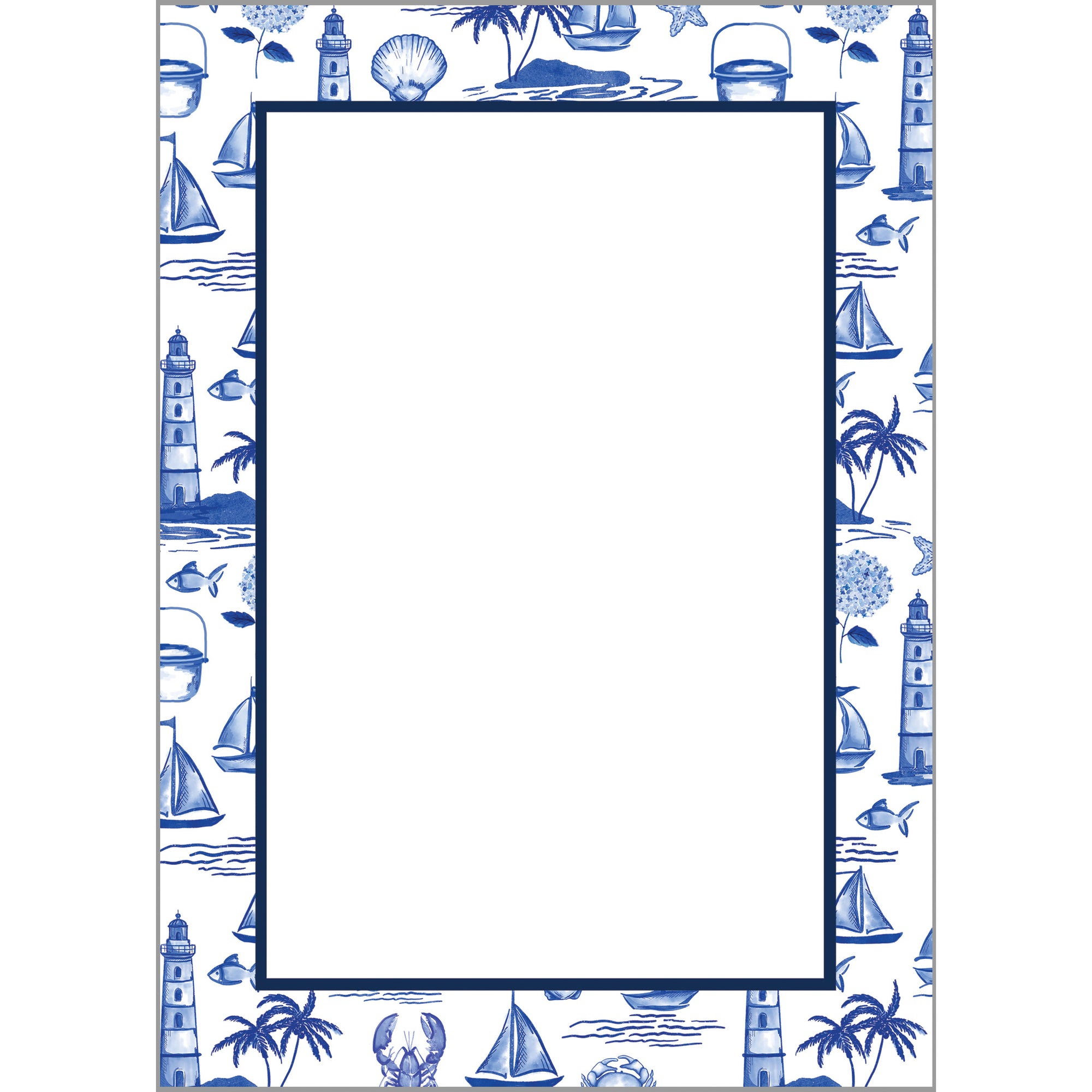 In Stock 5x7 Seaside Toile Print Notepad