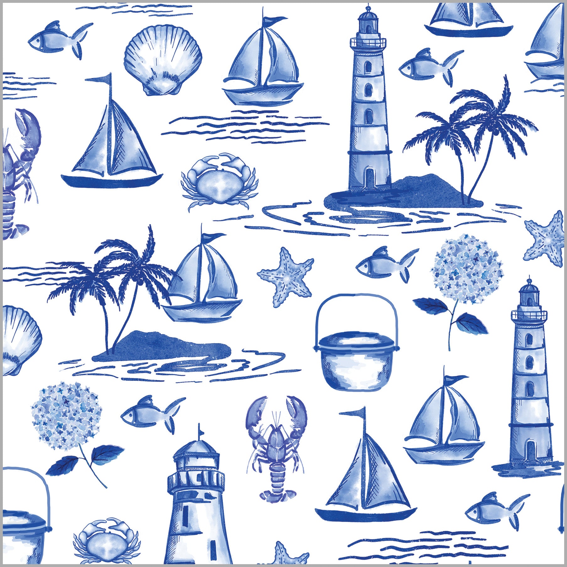 Continuous Roll Gift Wrap | Seaside Toile