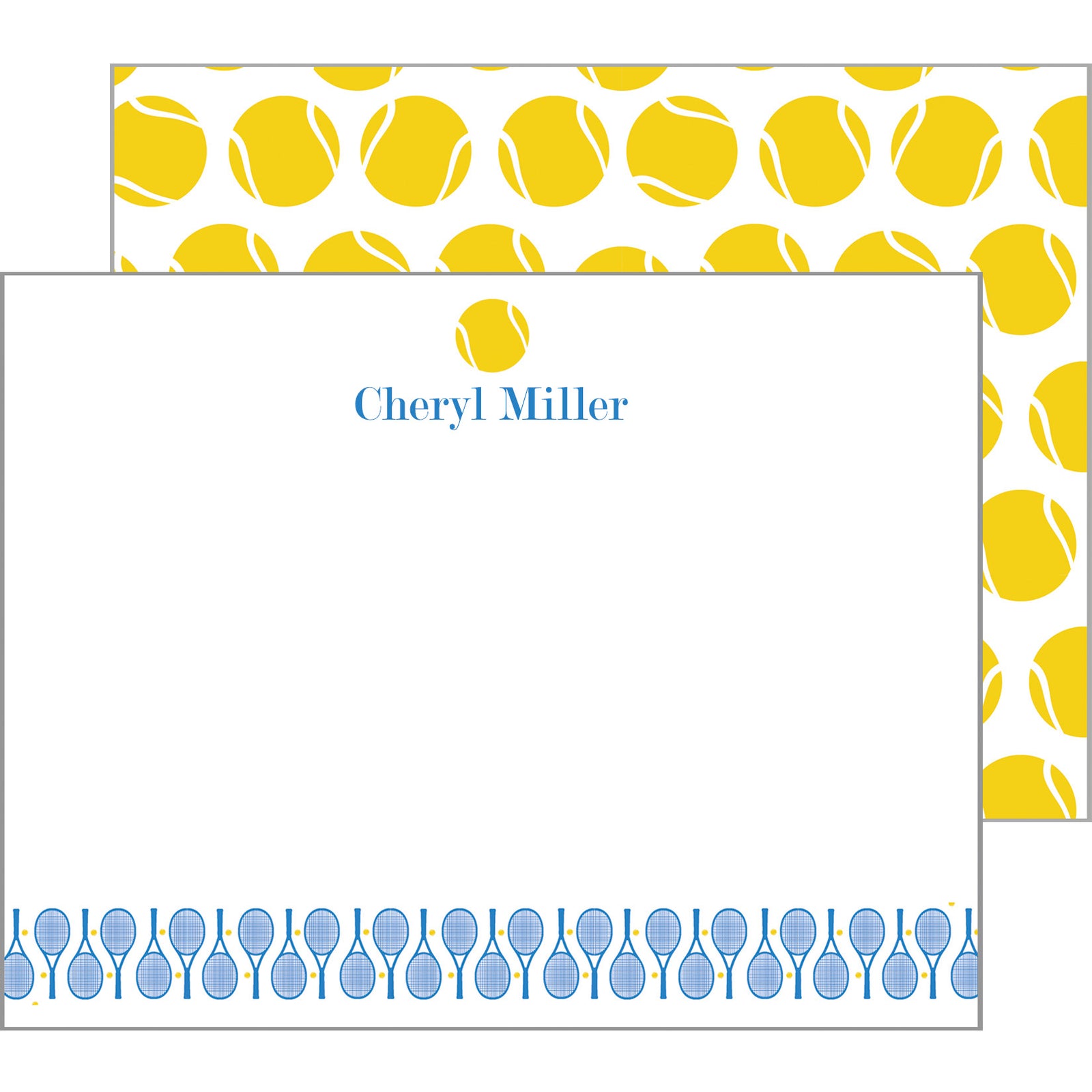 Tennis Racquets Personalized Flat Notecards