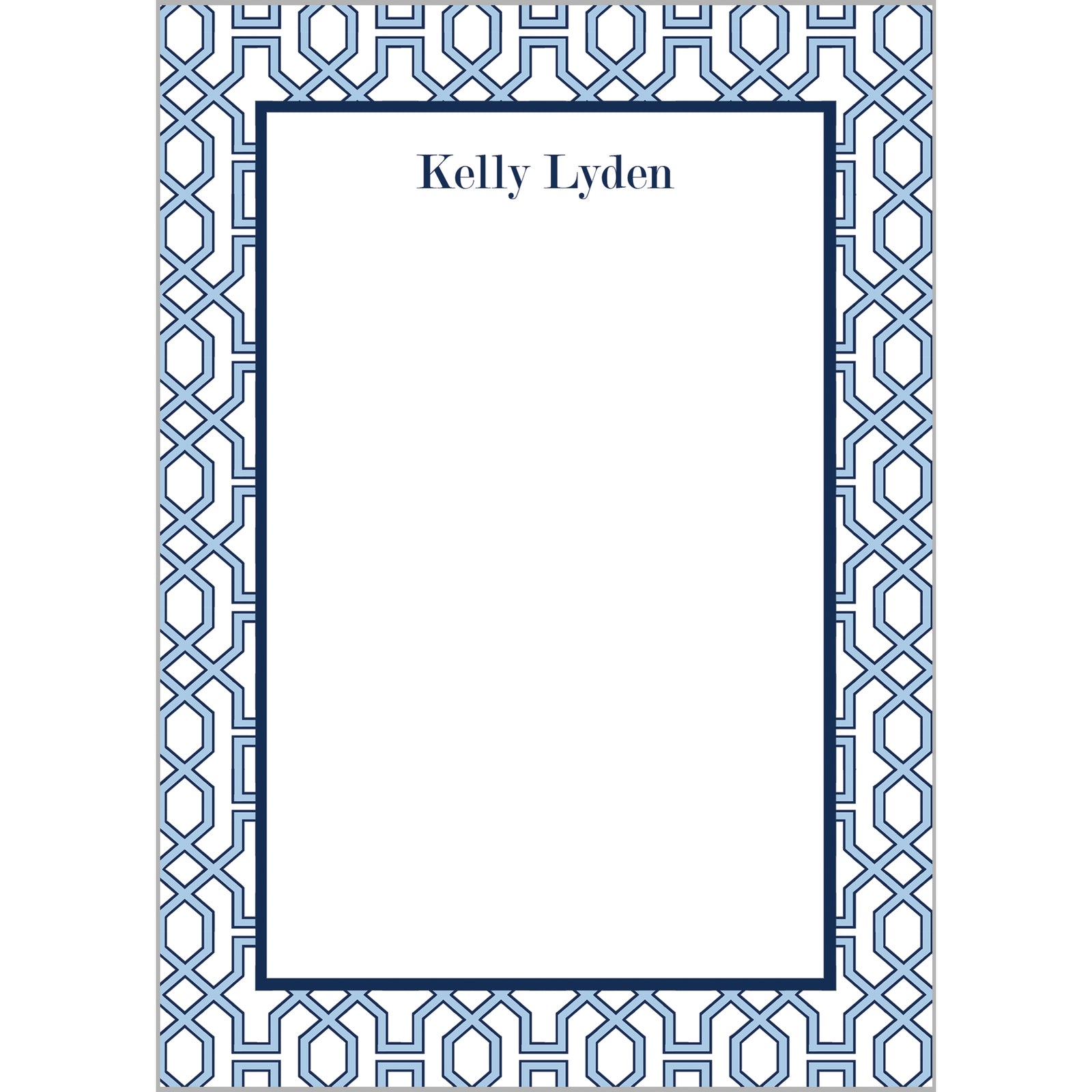 Trellis Personalized Notepad | China Blue + Navy Blue