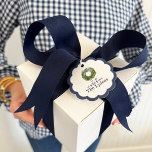 Boxwood Wreath Scalloped Personalized Gift Tags