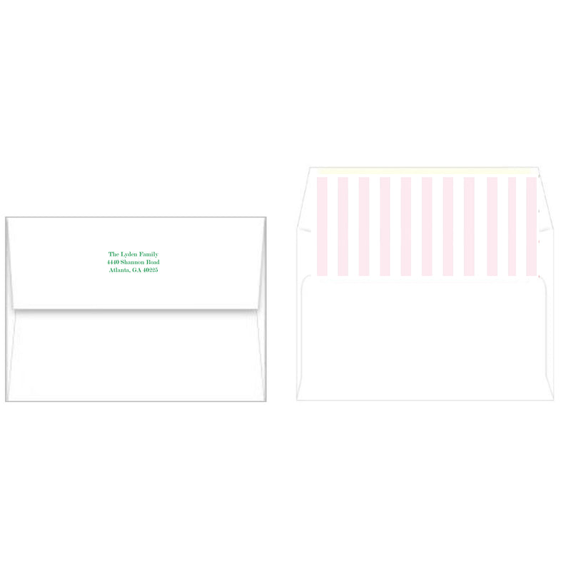 Pink Cabana Stripes + Scallop Christmas Photo Card