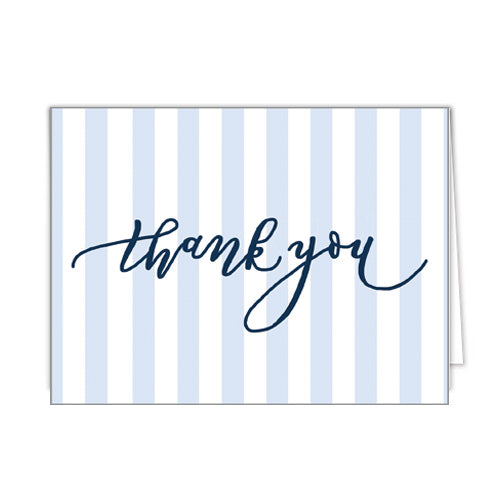 In Stock Folded Notecard Set of 10 | Blue Cabana Stripes