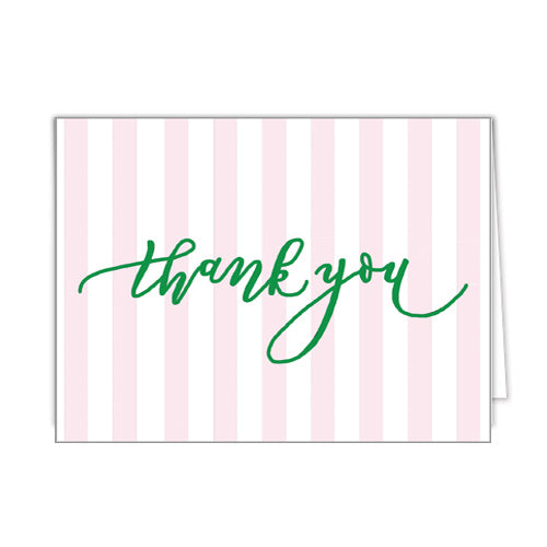 In Stock Folded Notecard Set of 10 | Pink Cabana Stripes