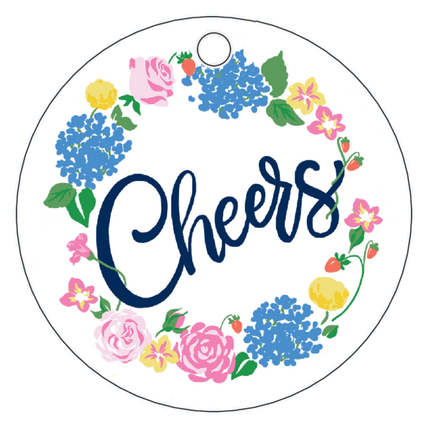 Stock Shoppe: Strawberry Floral "Cheers" Die-Cut Gift Tags