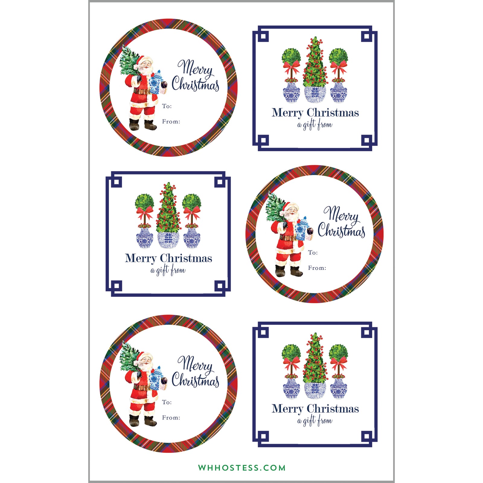 Gift Sticker Sheets | Chinoiserie Christmas