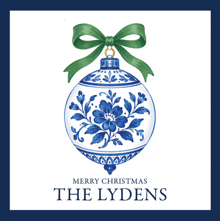 Blue & White Chinoiserie Ornament Personalized Christmas Gift Stickers – Set of 24