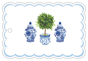 Stock Shoppe: Chinoiserie Topiary Scallop Die-Cut Gift Tags