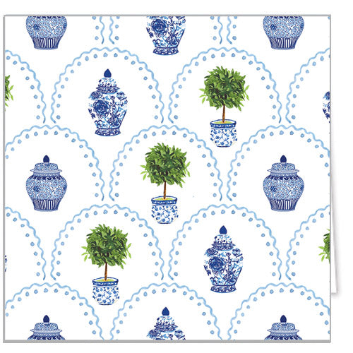 In Stock Gift Enclosure Cards + Envelopes | Chinoiserie Topiary Scallop