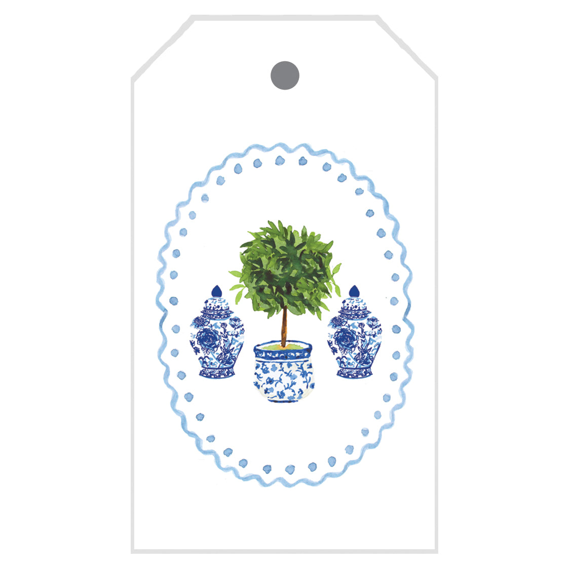 In Stock Gift Tags | Chinoiserie Topiary Scallop