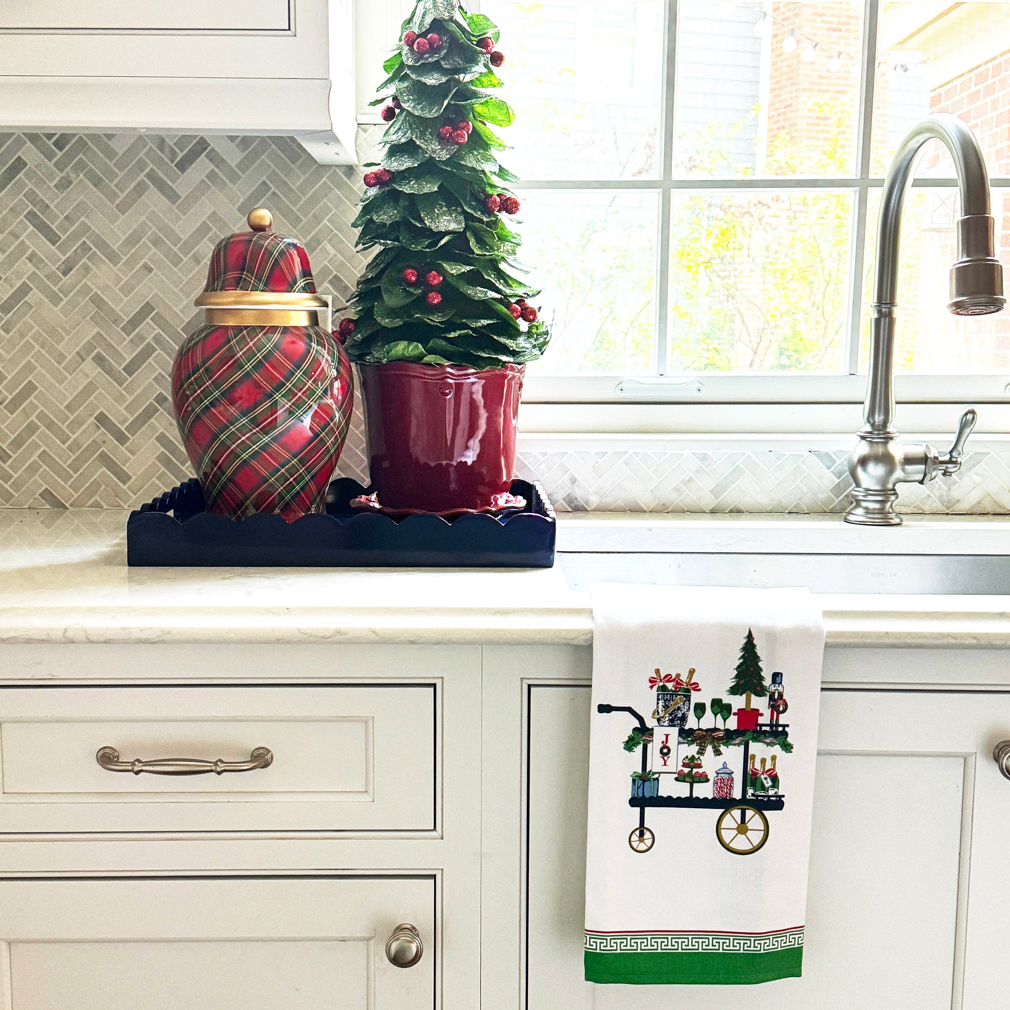 WH Hostess Cotton Tea Towel | Christmas Bar Cart