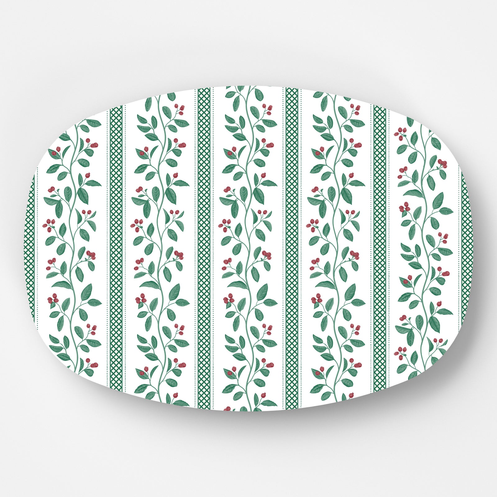 WH Serving Platter | Christmas Berries Stripe