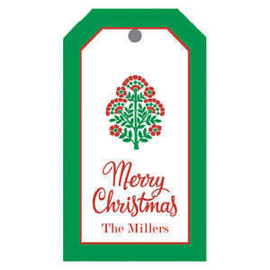 Christmas Block Print Personalized Gift Tags