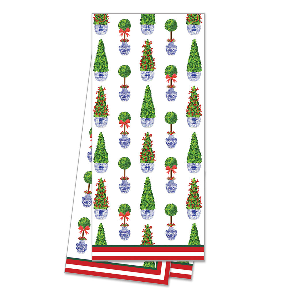 WH Hostess Cotton Tea Towel | Christmas Topiaries