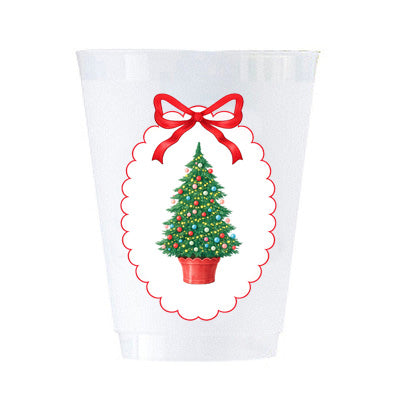 Christmas Tree Plaque Shatterproof Cups – Set of 8