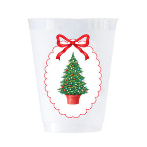 Christmas Tree Plaque Shatterproof Cups – Set of 8
