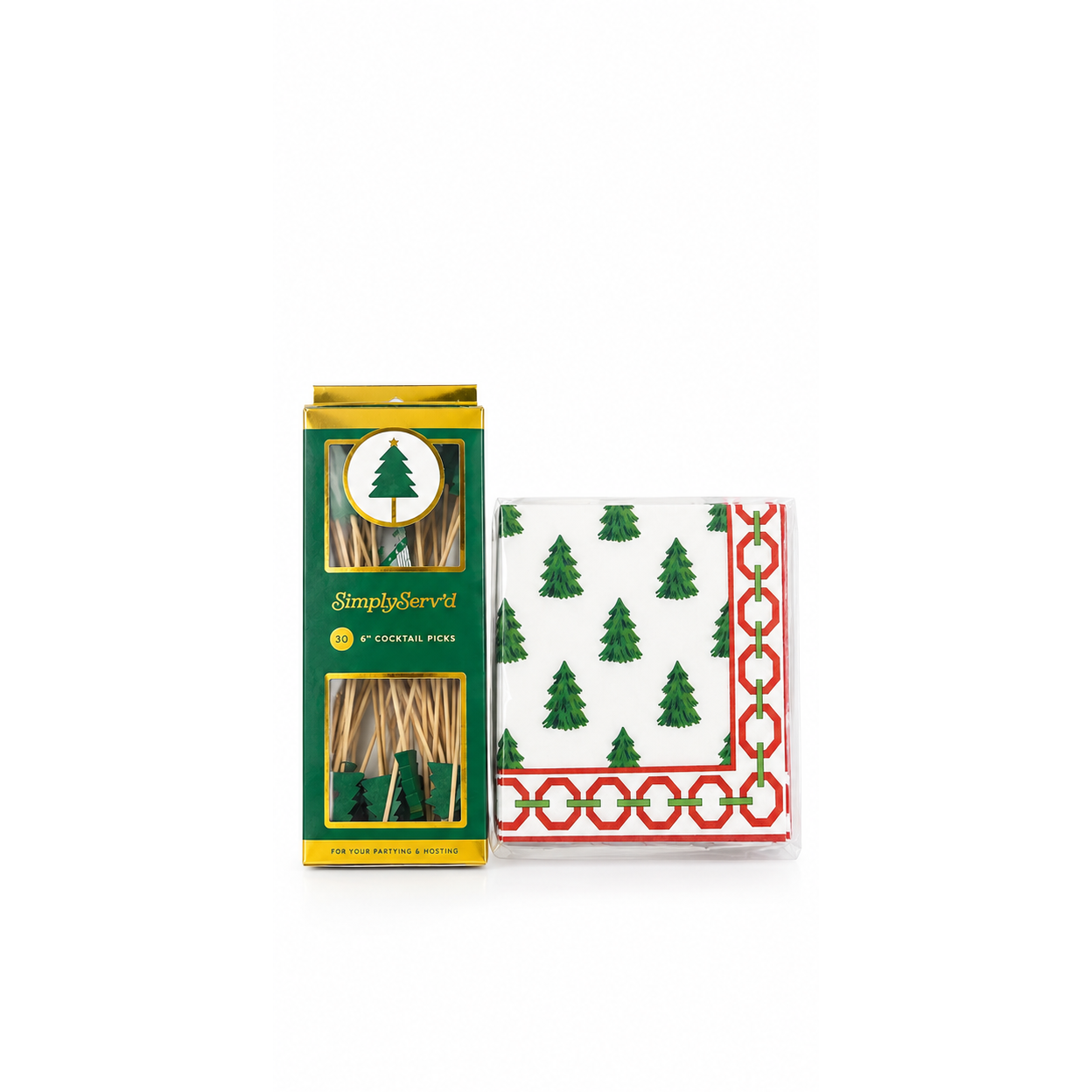 Appetizer Sticker Christmas Tree Cocktail Picks & Napkins Gift Set | WH Hostess - WH ...