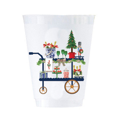 In Stock Christmas Bar Cart Shatterproof Cups | Set of 8